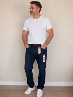 Wrangler Men's Indigo Straight Leg Athletic Fit Jeans Size 42X30